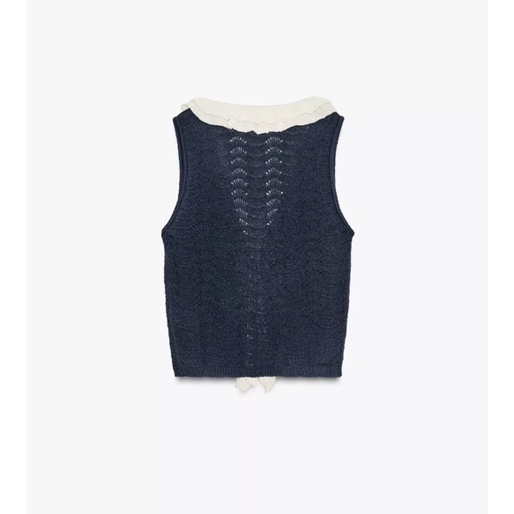 Zara Contrast Ruffle Top - Picture 5 of 9